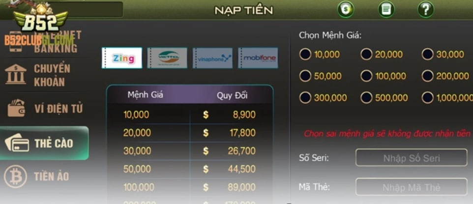 Nạp Tiền B52 Club Có Khó Không? (Hướng Dẫn Chi Tiết Cho Người Mới)